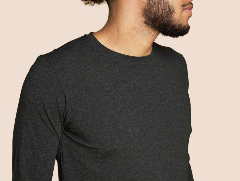 Pétrone T-shirt manches longues coton pima micromodal gris anthracite homme#couleur_gris-anthracite
