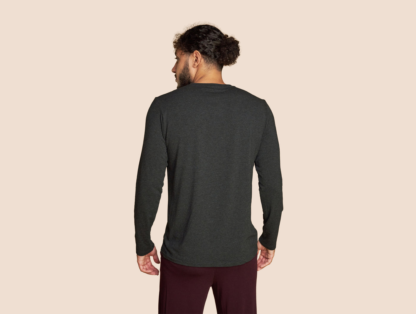 Pétrone T-shirt manches longues coton pima micromodal gris anthracite homme#couleur_gris-anthracite