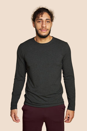 Pétrone T-shirt manches longues coton pima micromodal gris anthracite