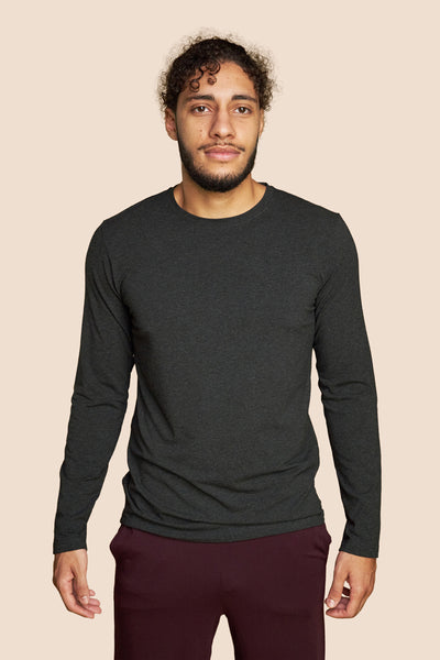 Pétrone T-shirt manches longues coton pima micromodal gris anthracite