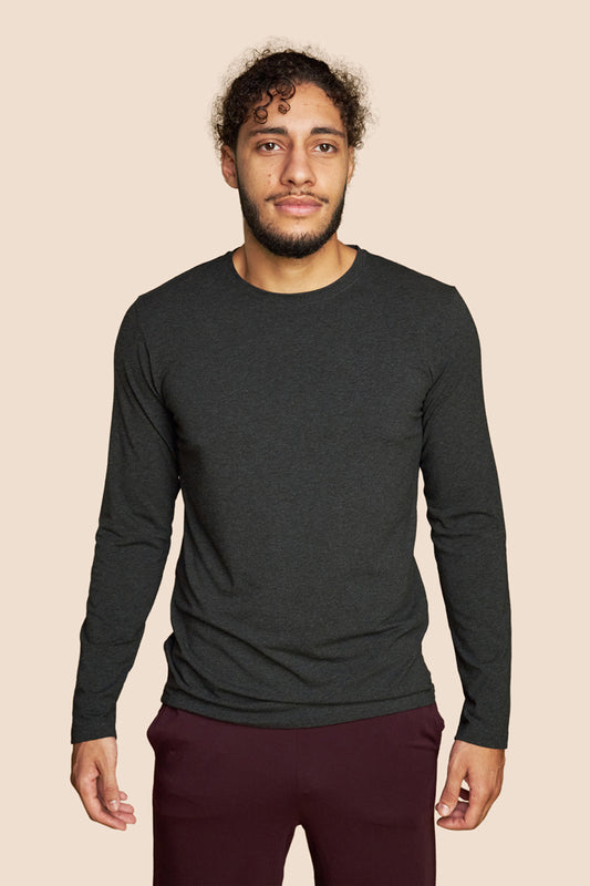Pétrone T-shirt manches longues coton pima micromodal gris anthracite