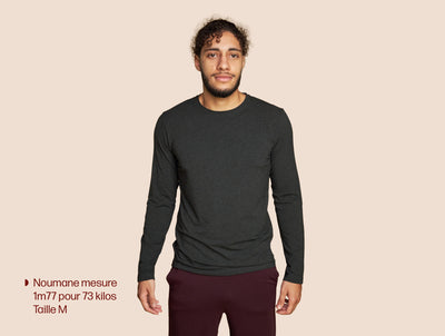 Pétrone T-shirt manches longues coton pima micromodal gris anthracite homme#couleur_gris-anthracite