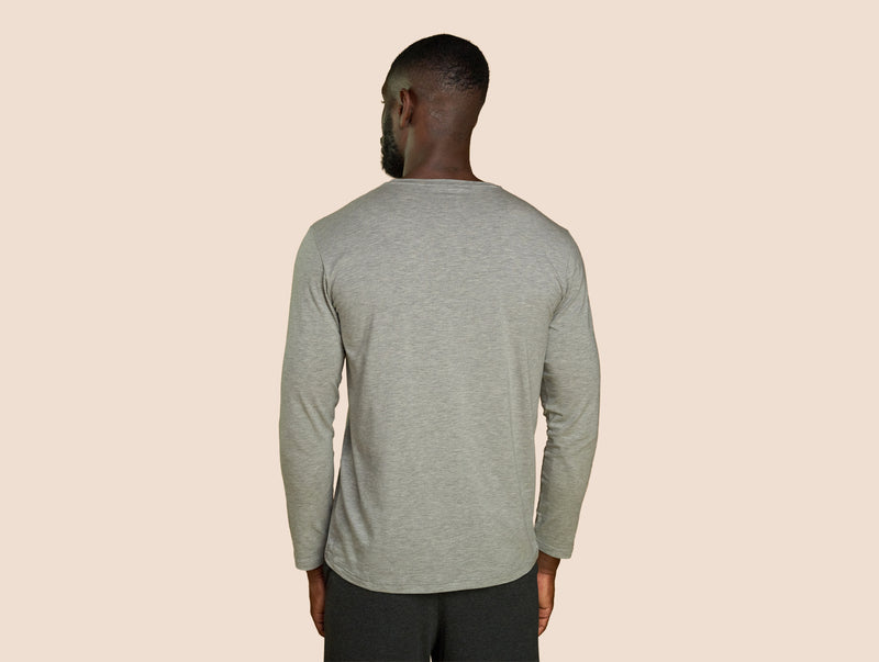 Pétrone T-shirt manches longues coton pima micromodal gris chiné clair homme#couleur_gris-chiné-clair