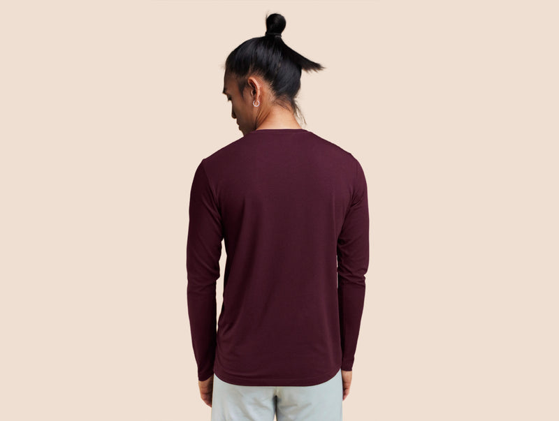 Pétrone T-shirt manches longues coton pima micromodal lie de vin homme#couleur_lie-de-vin