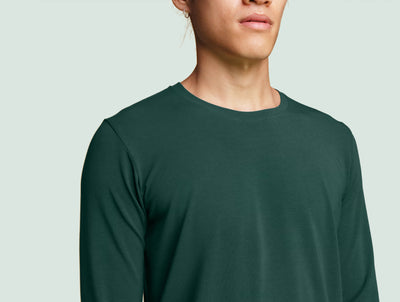 Pétrone T-shirt manches longues coton pima micromodal vert bouteille homme#couleur_vert-bouteille