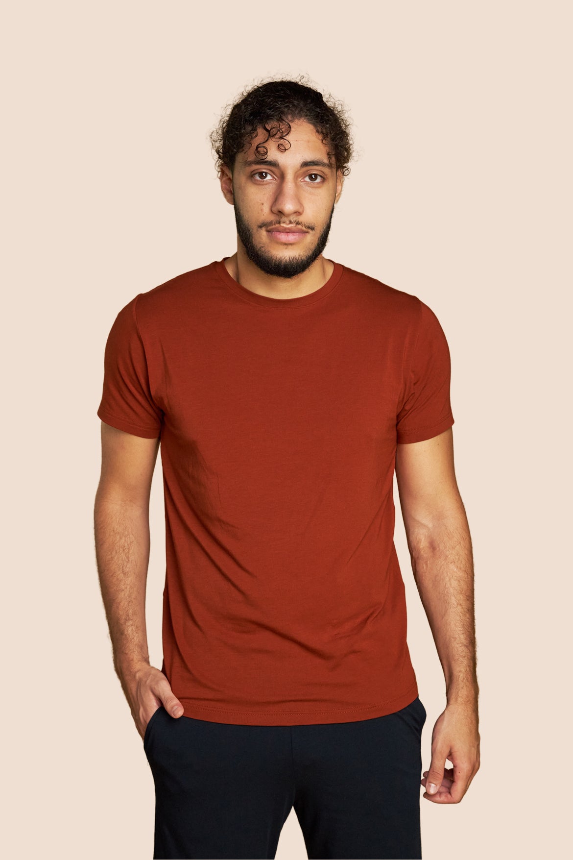 Pétrone T-shirt manches courtes coton pima micromodal rouille homme