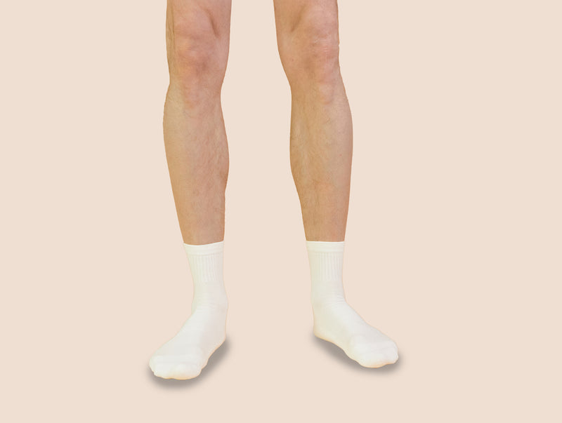 Petrone-chaussettes-tennis-coton-bio-unies-basses-homme-blanc crème-portées#couleur_blanc-crème