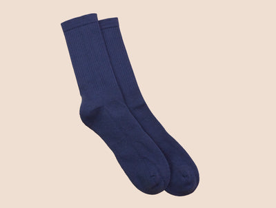 Petrone-chaussettes-tennis-coton-bio-unies-hautes-homme-bleu acier-posees#couleur_bleu acier